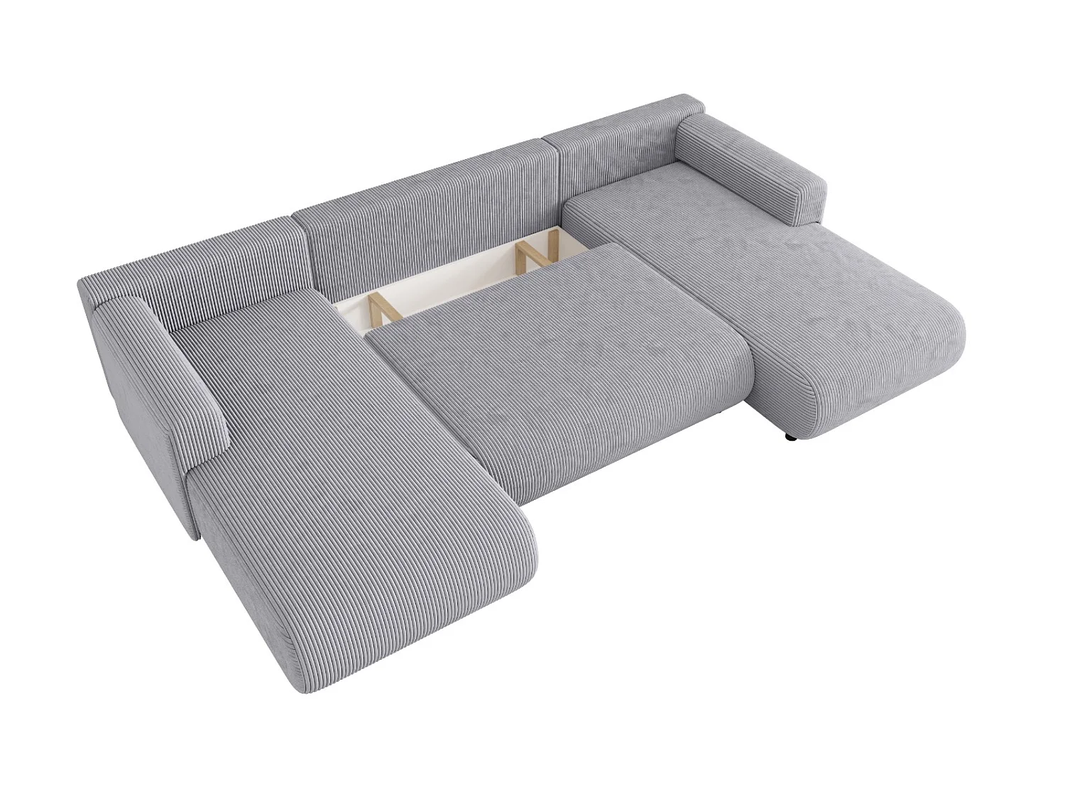 Canapé en U convertible avec coffre, réversible – ELLY U Gris argenté clair