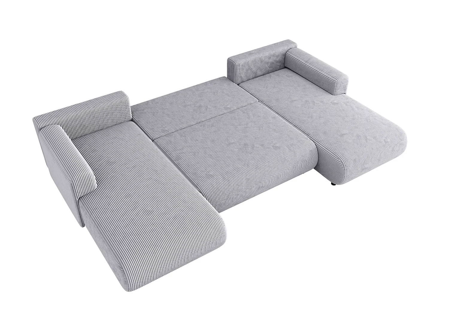 Canapé en U convertible avec coffre, réversible – ELLY U Gris argenté clair