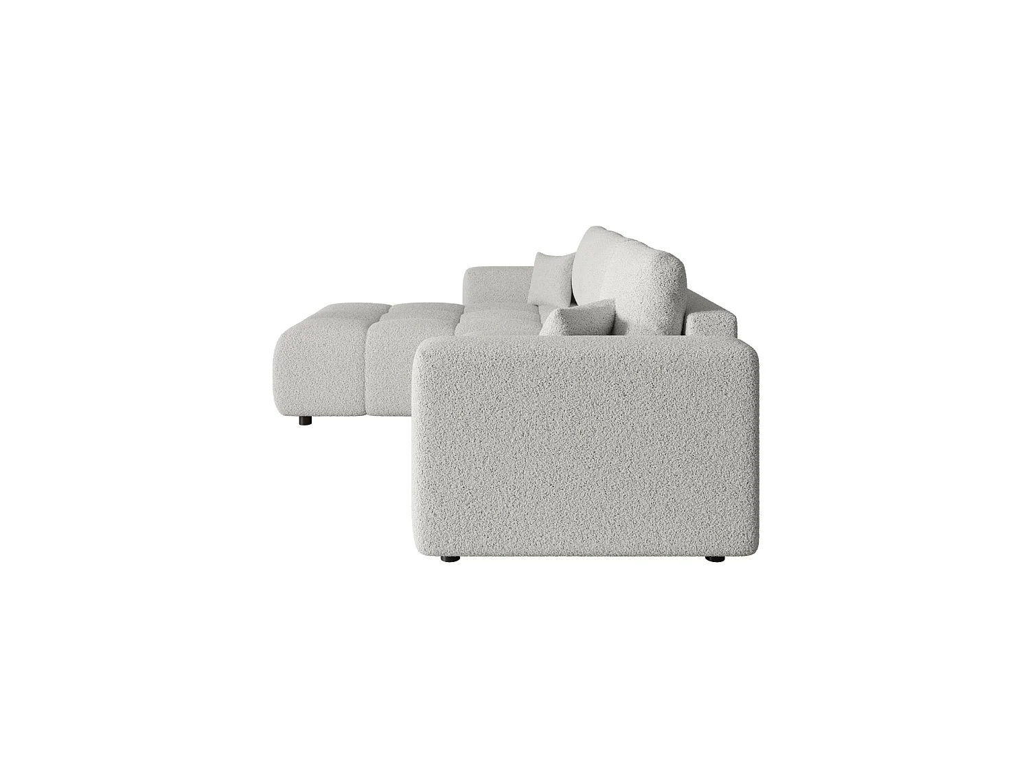 Canapé d'angle convertible avec coffre, bouclé, réversible – ARA L Blanc crème