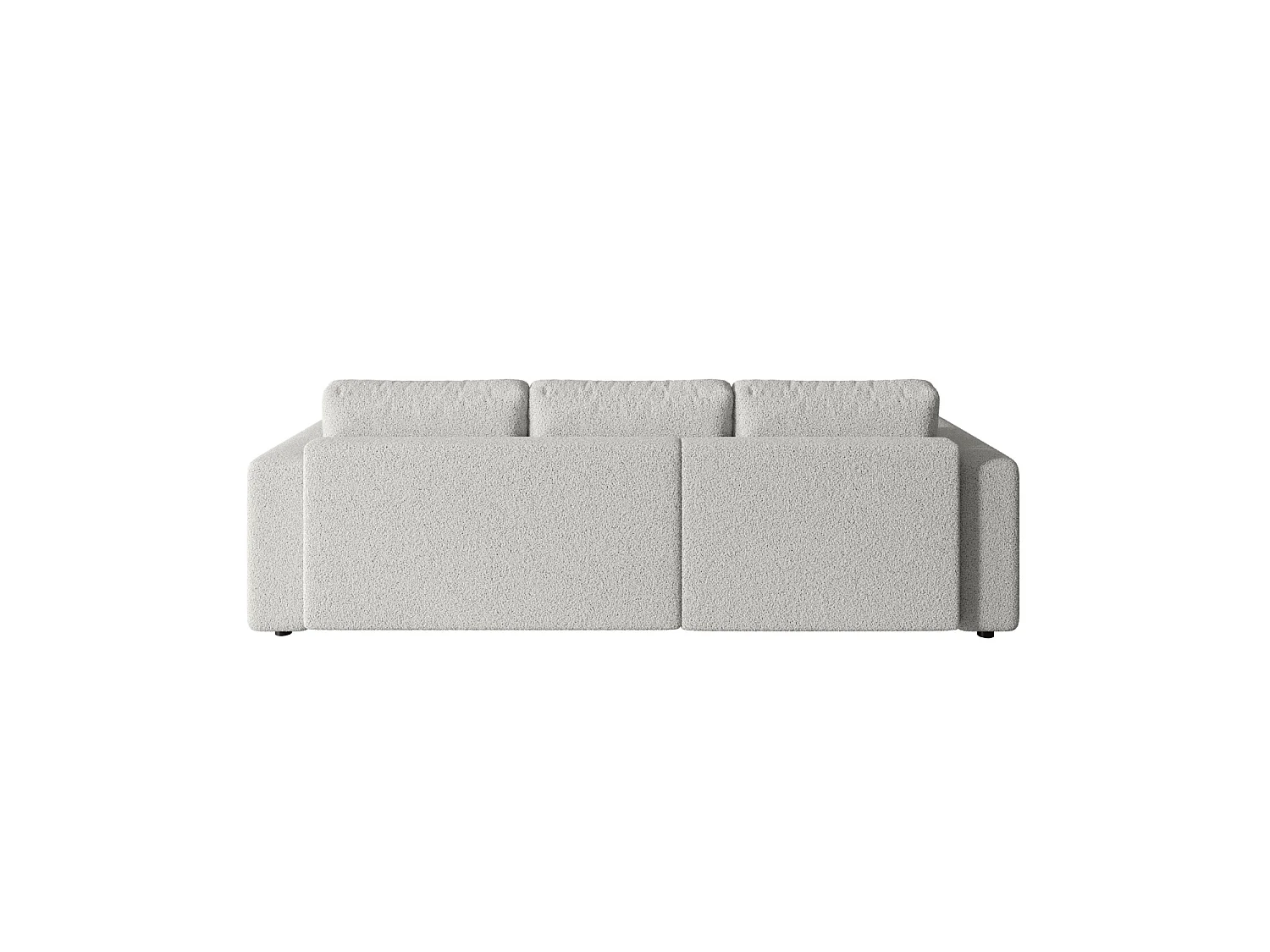 Canapé d'angle convertible avec coffre, bouclé, réversible – ARA L Blanc crème