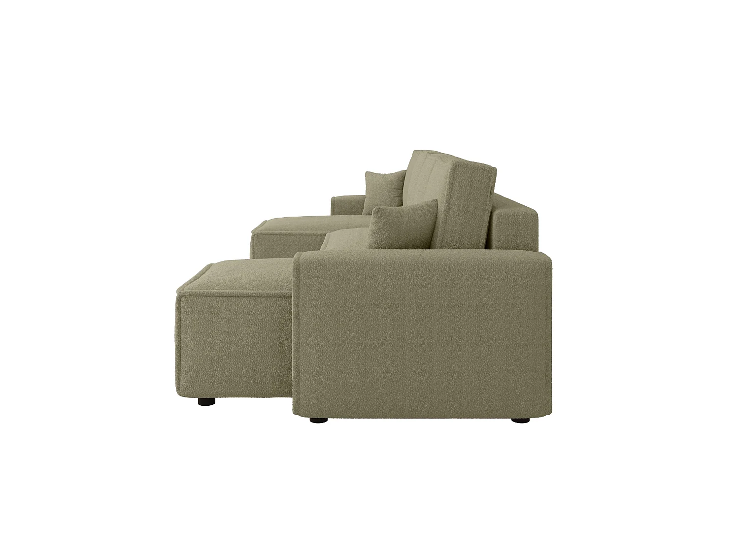 Divano letto a U con contenitore, bouclé – RIMI U Talpa scuro