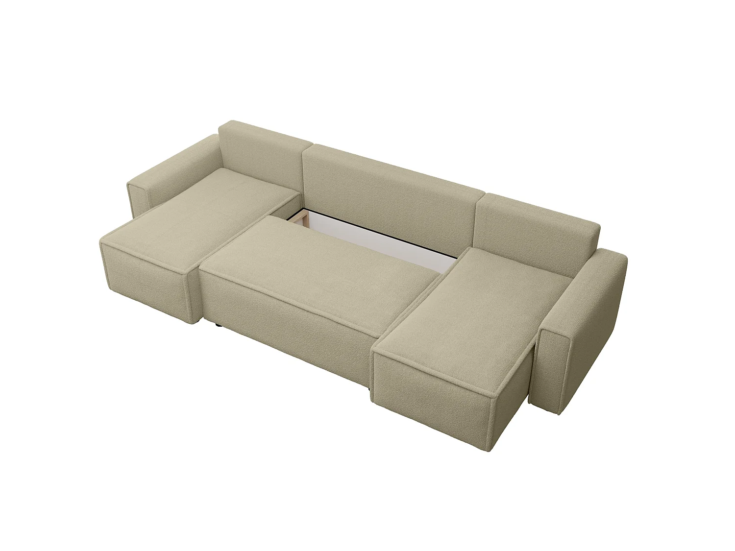 Divano letto a U con contenitore, bouclé – RIMI U Talpa scuro