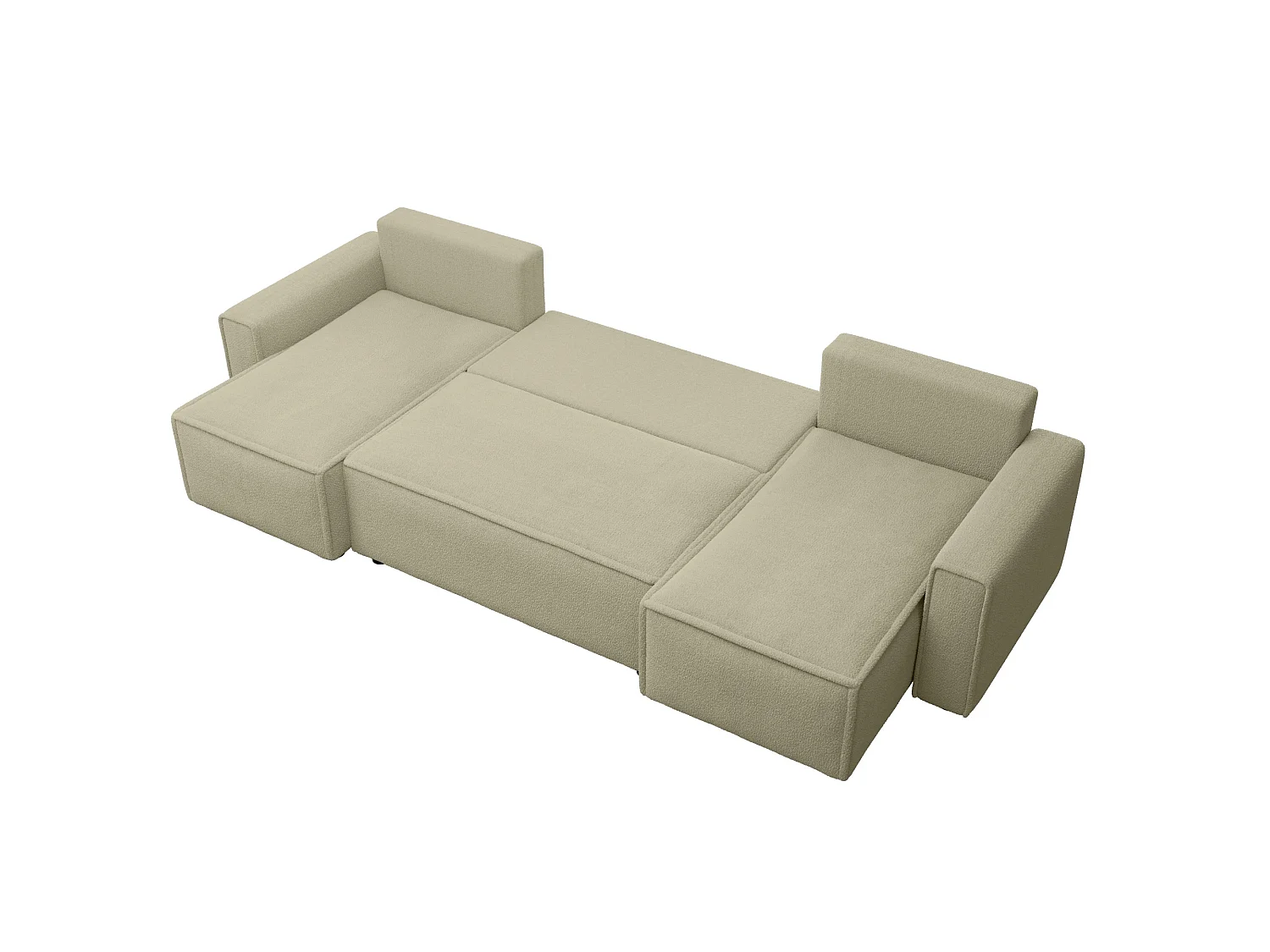 Divano letto a U con contenitore, bouclé – RIMI U Talpa scuro