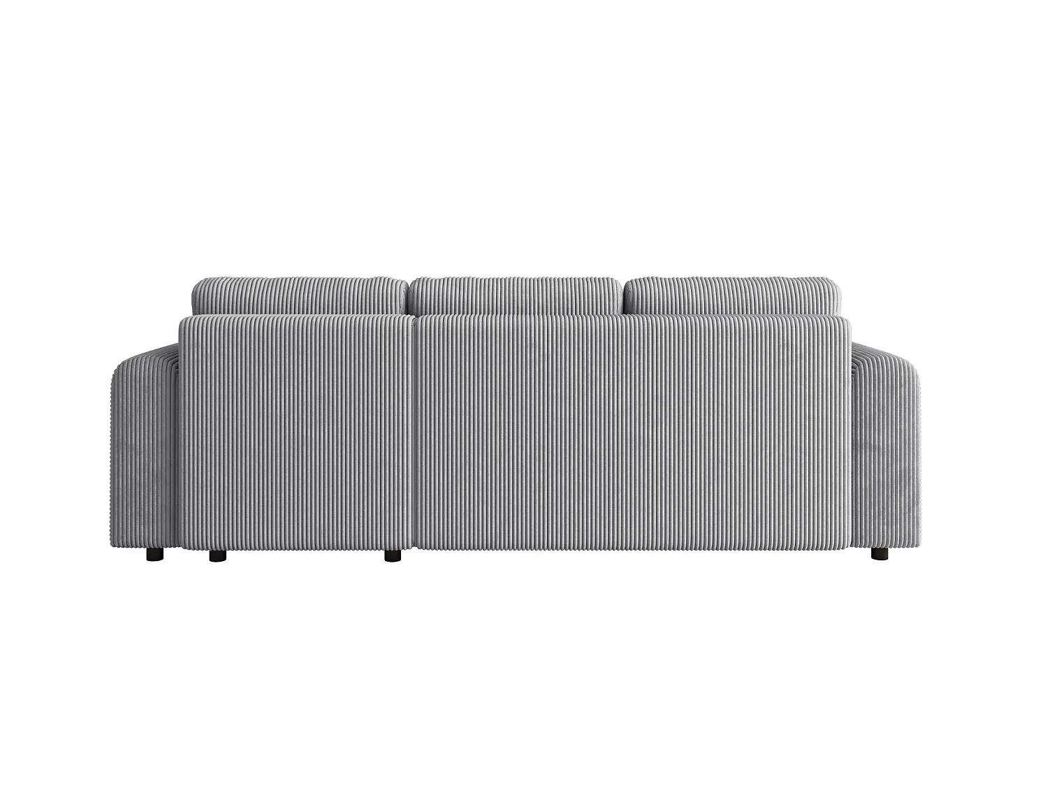 Ecksofa mit Schlaffunktion, Cord, wahlweise links oder rechts – ELLY L Hellgrau