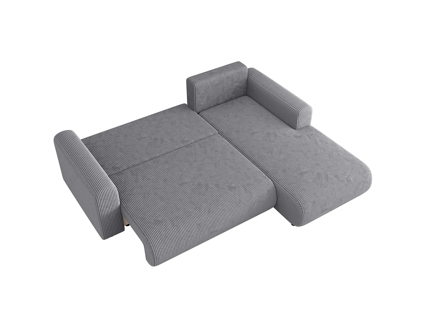 Ecksofa mit Schlaffunktion, Cord, wahlweise links oder rechts – ELLY L Hellgrau