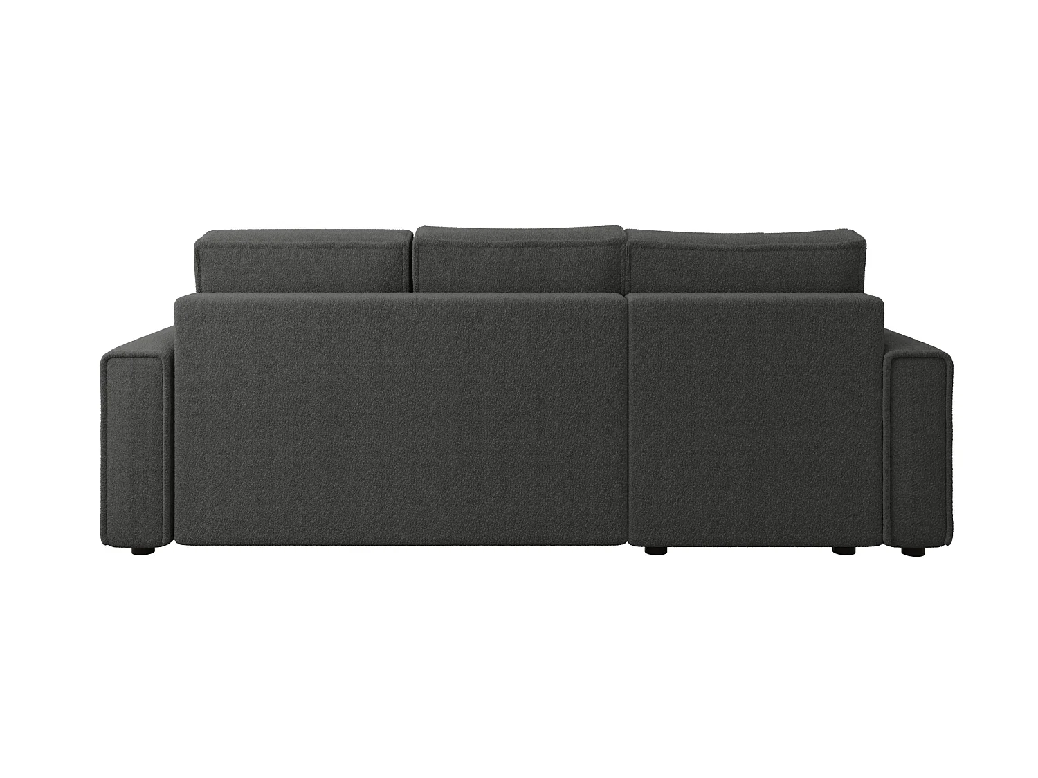 Sofá de canto cama com arrumação, bouclé, reversível – RIMI L Cinzento escuro