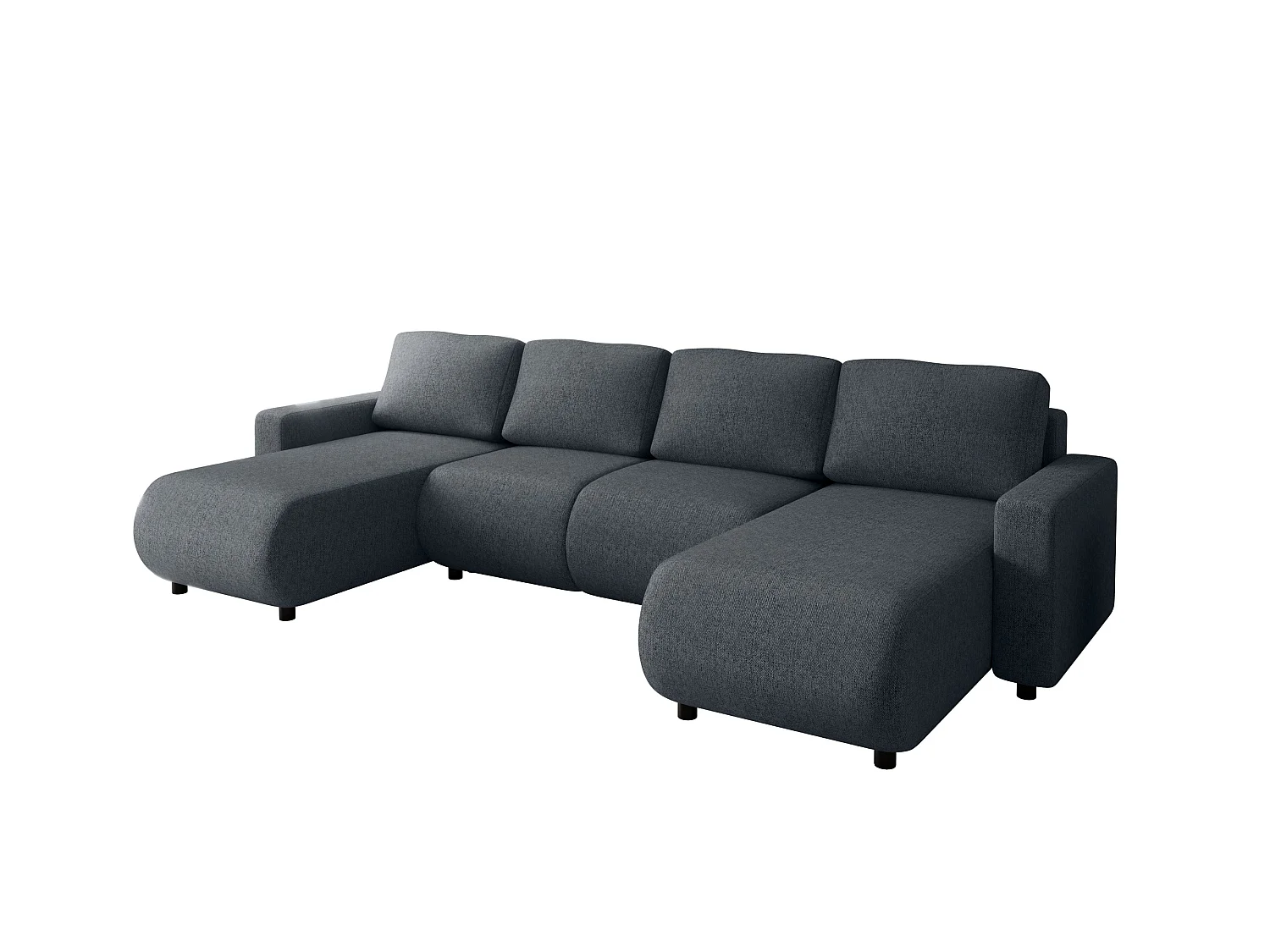 Wohnlandschaft U-Form mit Schlaffunktion – LUMI U Dunkelgrau