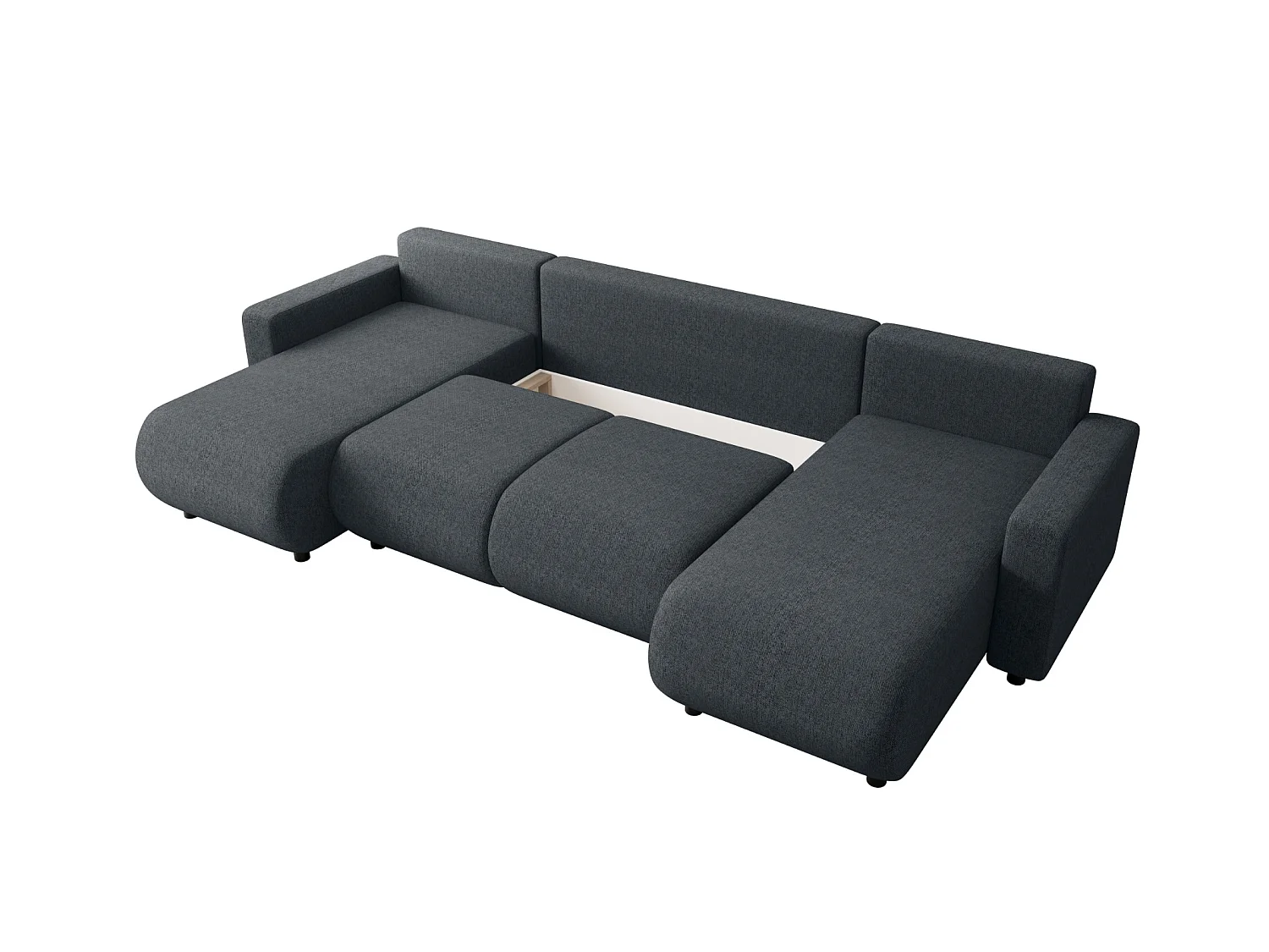 Wohnlandschaft U-Form mit Schlaffunktion – LUMI U Dunkelgrau
