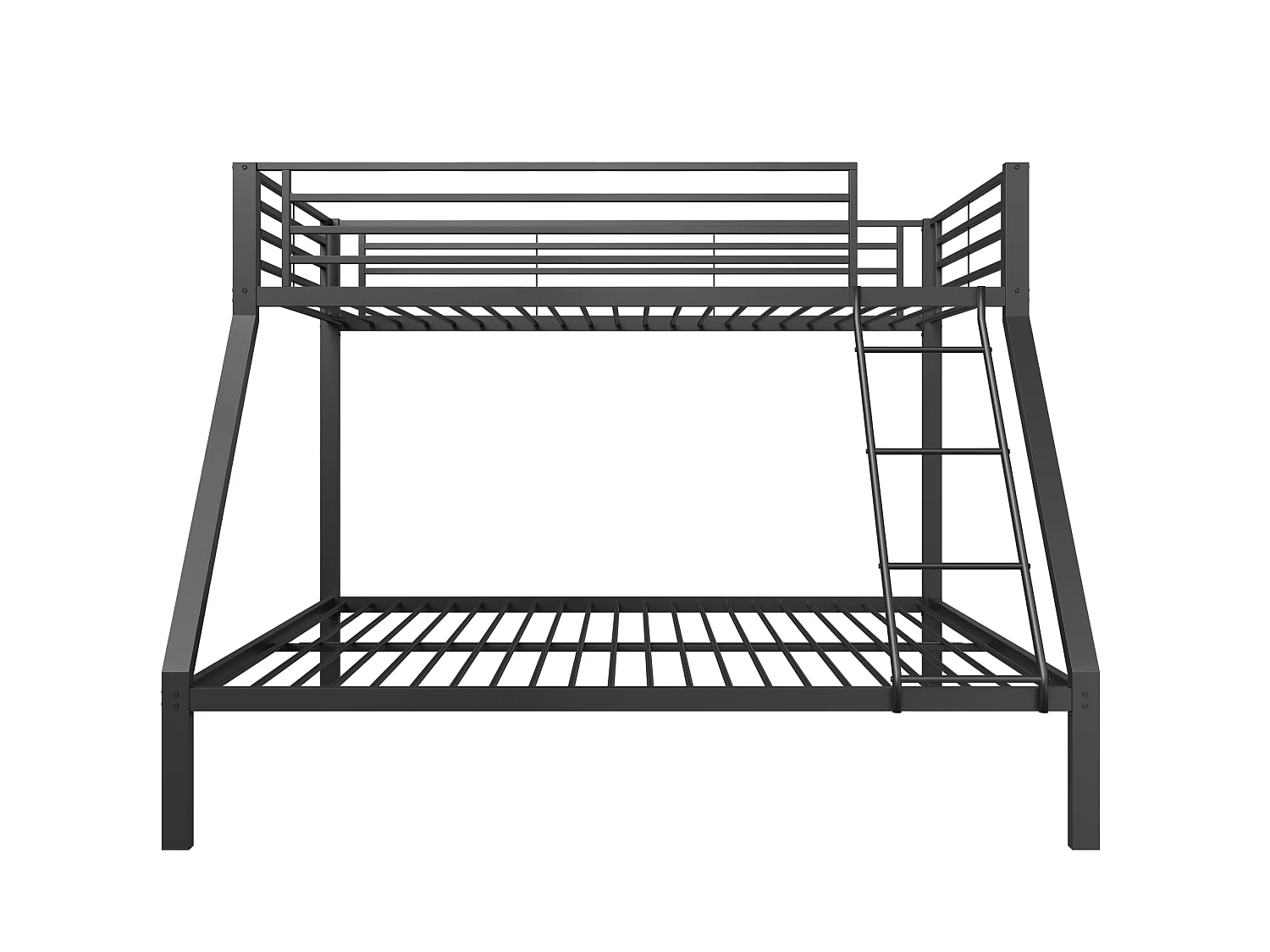 Litera 90x200 / 140x200 cm de metal negro con escalera reversible y barreras de seguridad, sin colchón