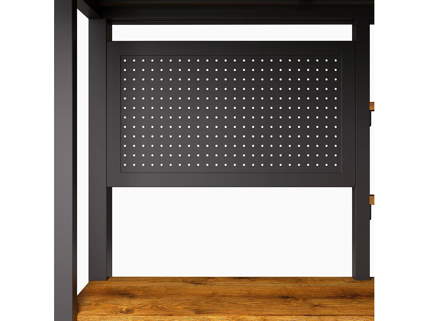 Cama alta 90x200 cm de metal y MDF negro con escritorio, espacios de almacenamiento, LED y puertos USB y Type‑C, sin colchón