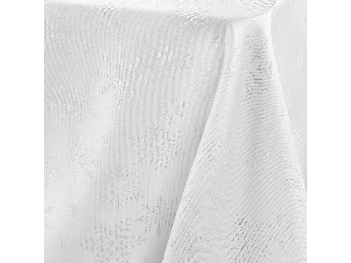 Nappe Jacquard Imprimé "Flocons" 140x300cm Blanc