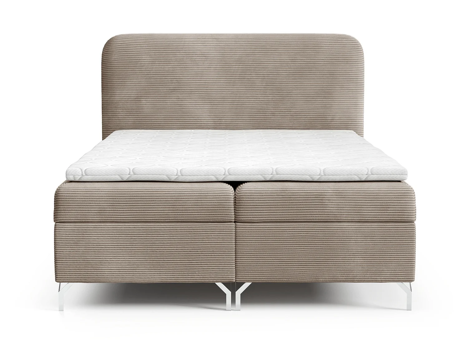 Boxspringbed 180x200 cm Rotos met matras, ribfluweel, twee opbergruimtes, tweepersoonsbed op poten, Beige