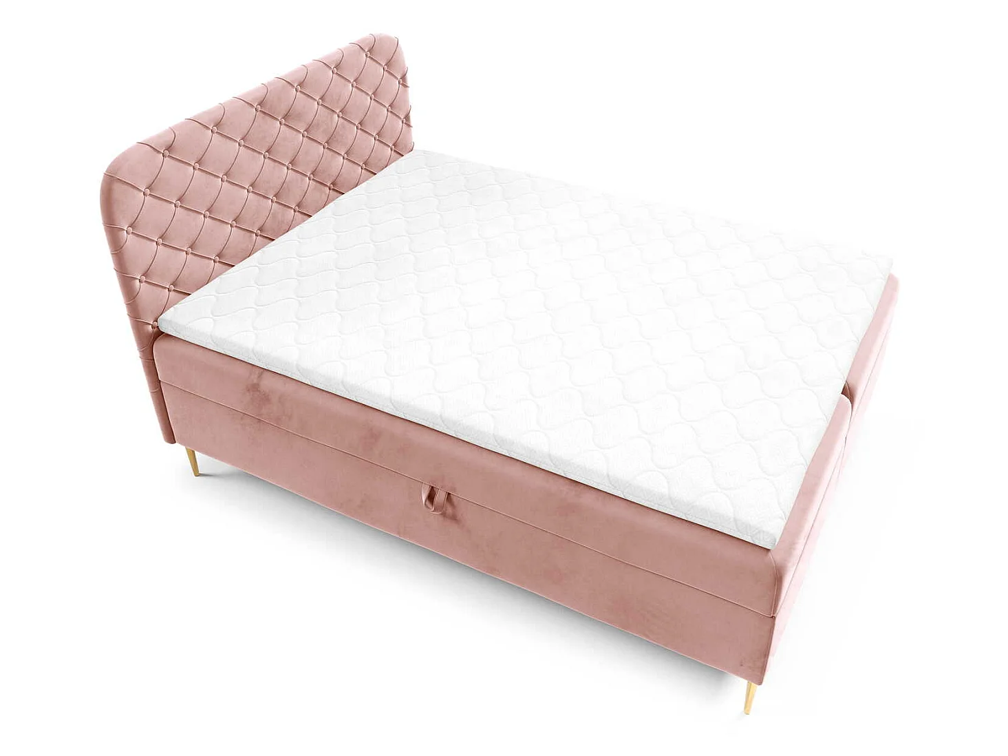 Łóżko kontynentalne 180x200 Elara, chesterfield, z pojemnikiem i materacem H3, różowy