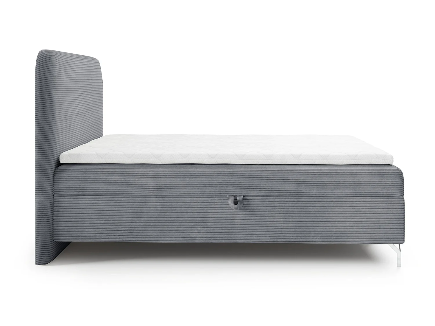 Boxspringbed 140x200 cm Rotos met matras, ribfluweel, twee opbergruimtes, tweepersoonsbed op poten, Lichtgrijs