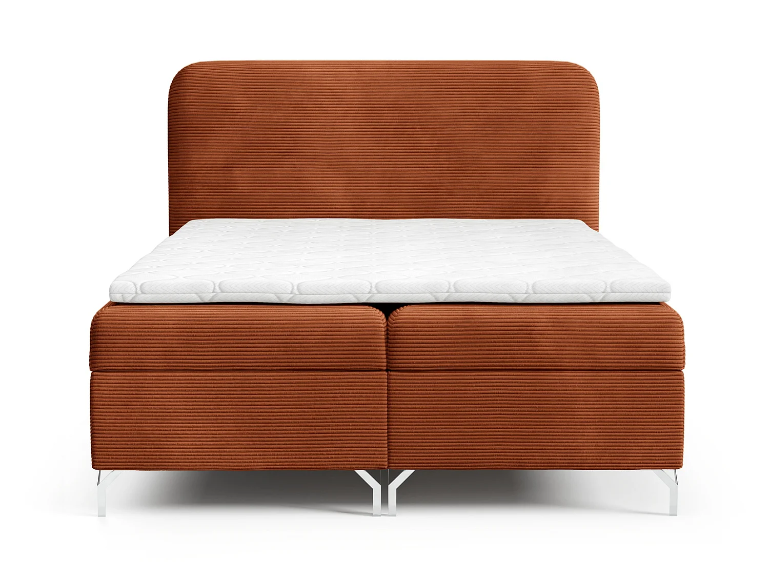 Boxspringbed 140x200 cm Rotos met matras, ribfluweel, twee opbergruimtes, tweepersoonsbed op poten, Oranje