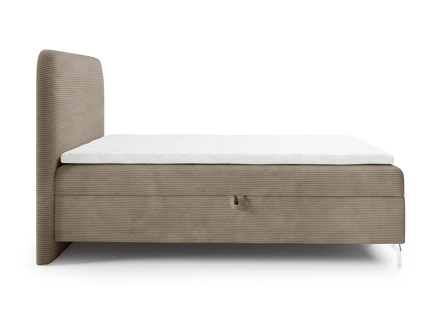Łóżko kontynentalne z materacem 200x200 Rotos, sztruks, dwa pojemniki - łóżko dwuosobowe na nóżkach, beżowy