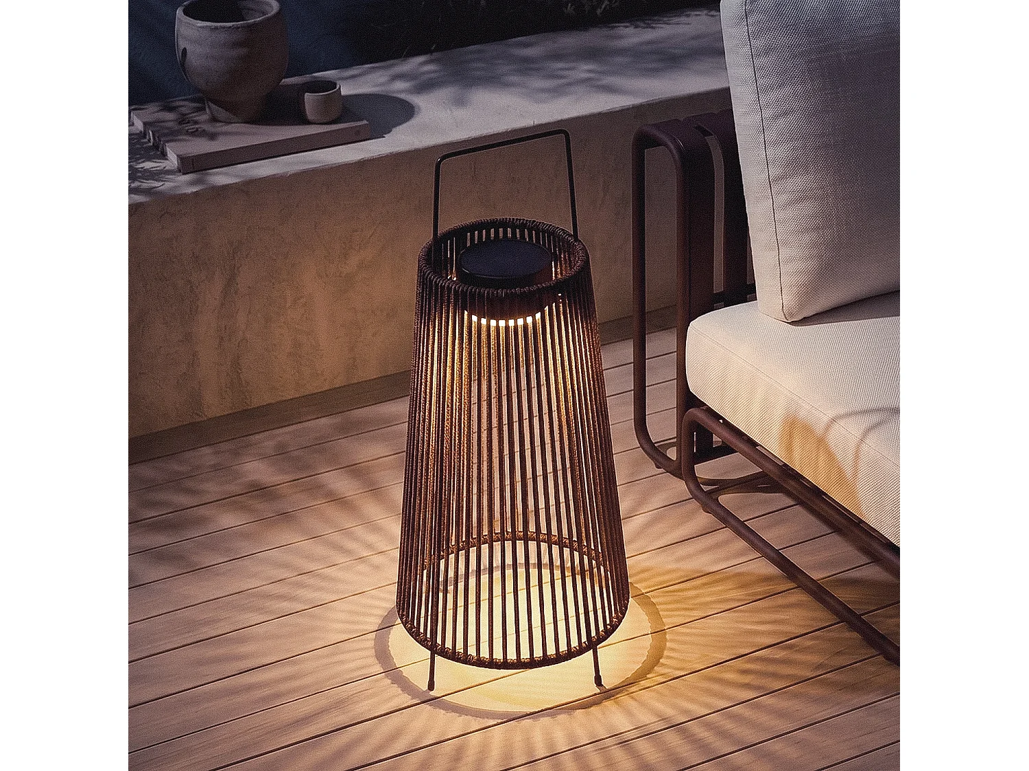 Lámpara Solar Tali de Cuerda para Mesa y Suelo Exterior M Marrón oscuro