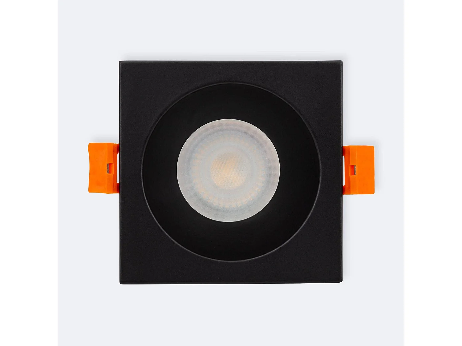 Collerette Downlight Carrée IP65 pour Ampoule LED GU10 Coupe Ø75 mm Noir