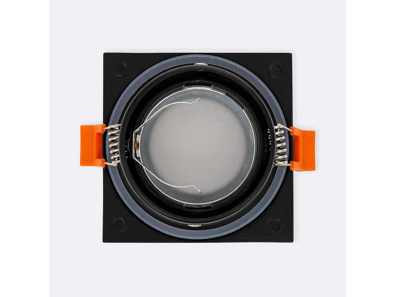 Collerette Downlight Carrée IP65 pour Ampoule LED GU10 Coupe Ø75 mm Noir