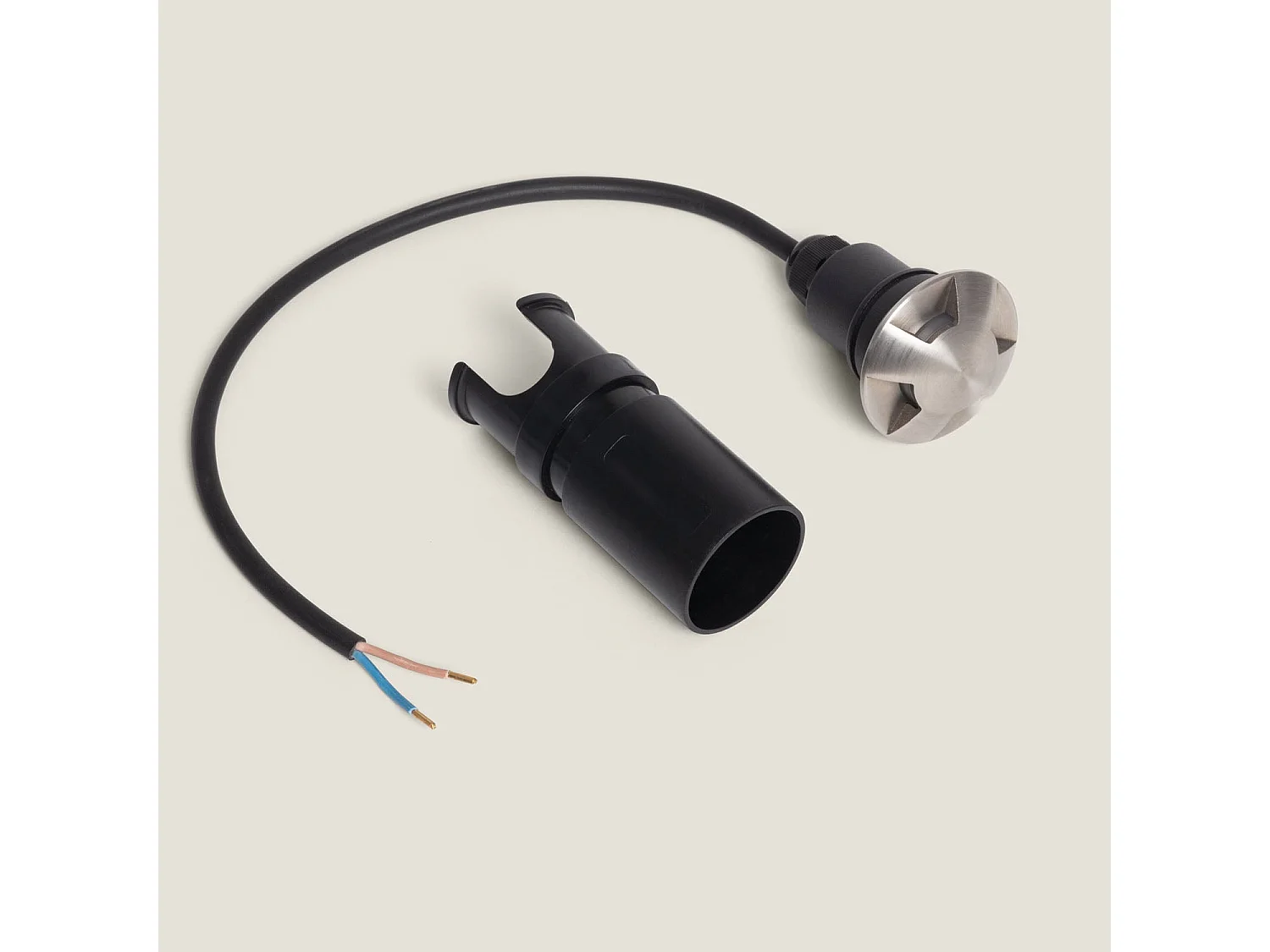 Baliza Exterior LED 3W Empotrable Suelo 4L 24V DC 2700K Plateado Blanco Cálido