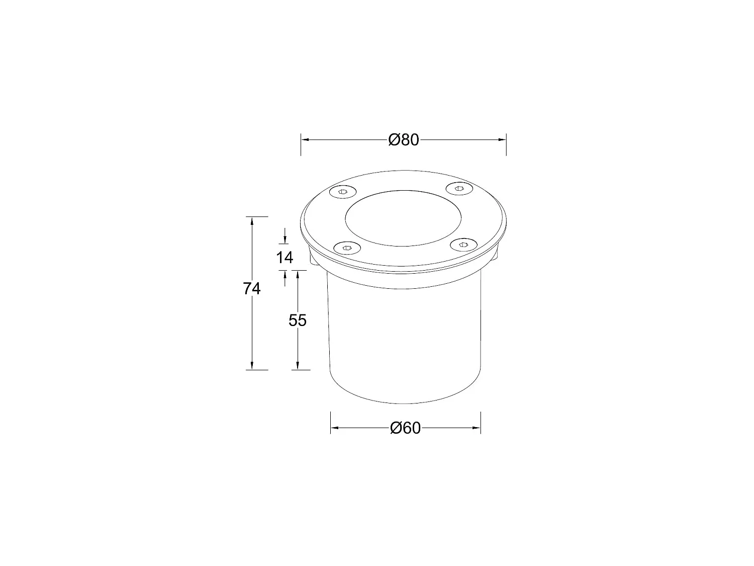 Faretto da Esterno LED 3W Solid Incasso a Terra Inox 2700K Bianco Caldo