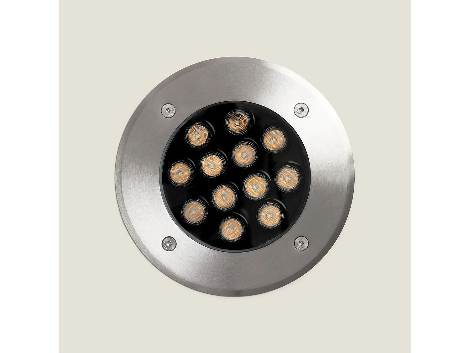 Foco Exterior LED 12W Solid Empotrable Suelo Inox Hallo 2700K Blanco Cálido