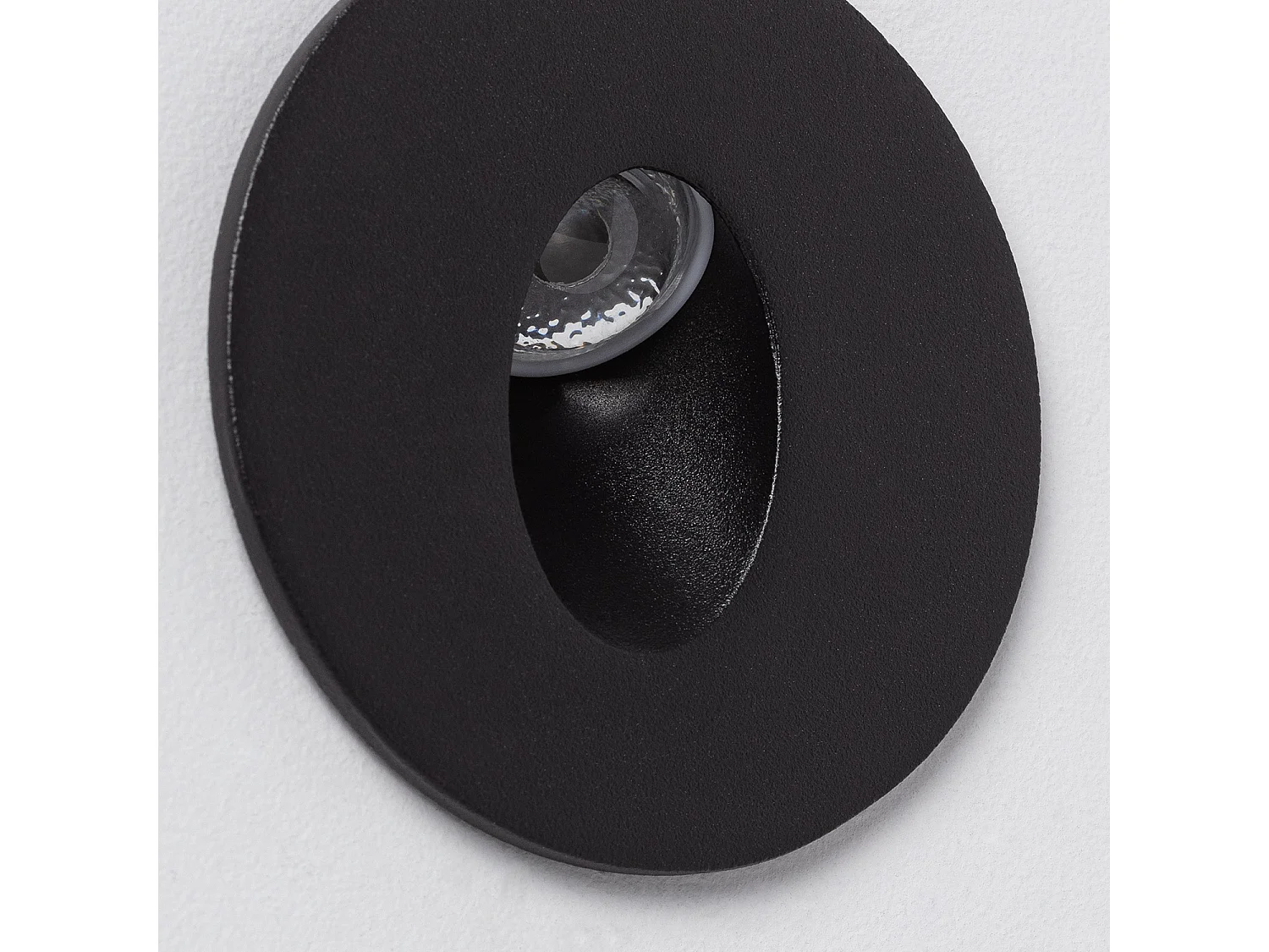 Baliza LED Empotrable Pared Circular Aluminio Adam 3000K Negro Blanco Cálido