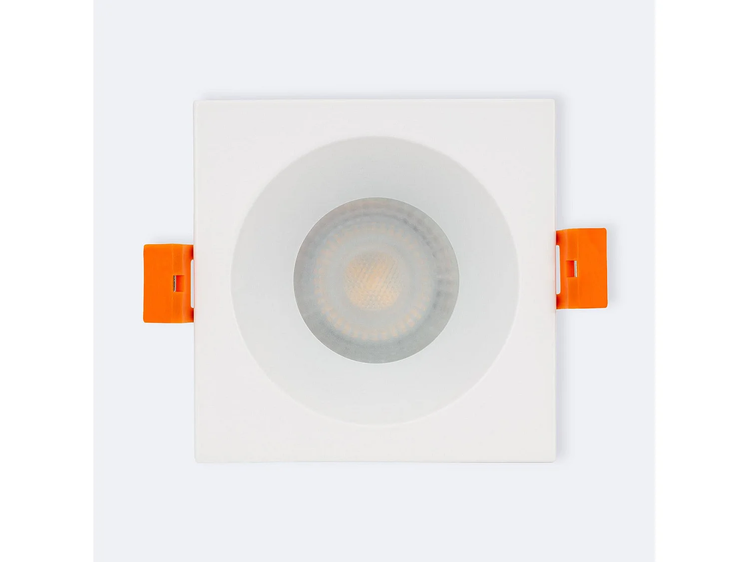 Collerette Downlight Carrée IP65 pour Ampoule LED GU10 Coupe Ø75 mm Blanc