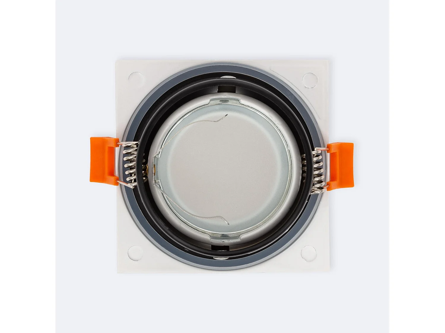 Collerette Downlight Carrée IP65 pour Ampoule LED GU10 Coupe Ø75 mm Blanc