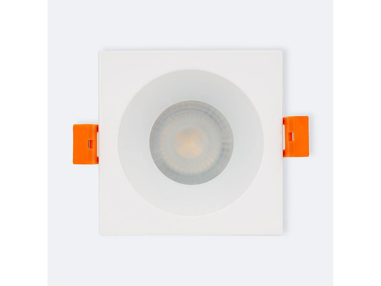Collerette Downlight Carrée IP65 pour Ampoule LED GU10 Coupe Ø75 mm Blanc