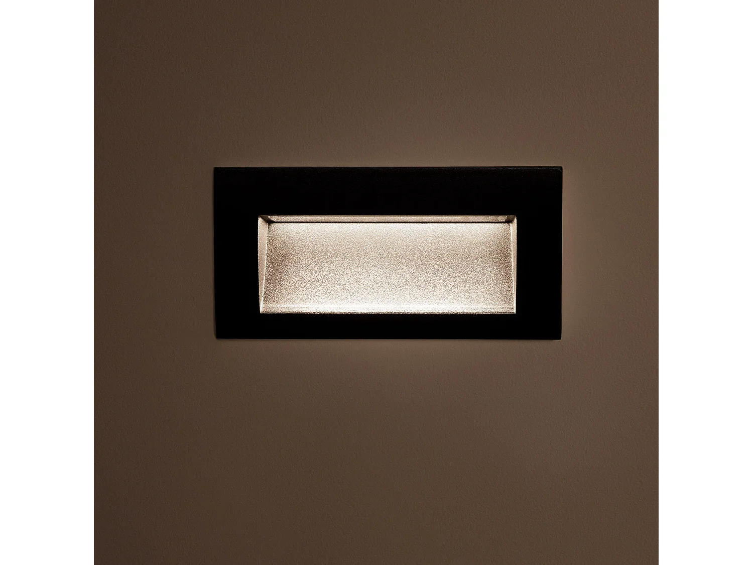 Baliza Exterior LED 4W Empotrable Pared Rectangular Aluminio y Cristal Edulis 2700K Negro Blanco Cálido