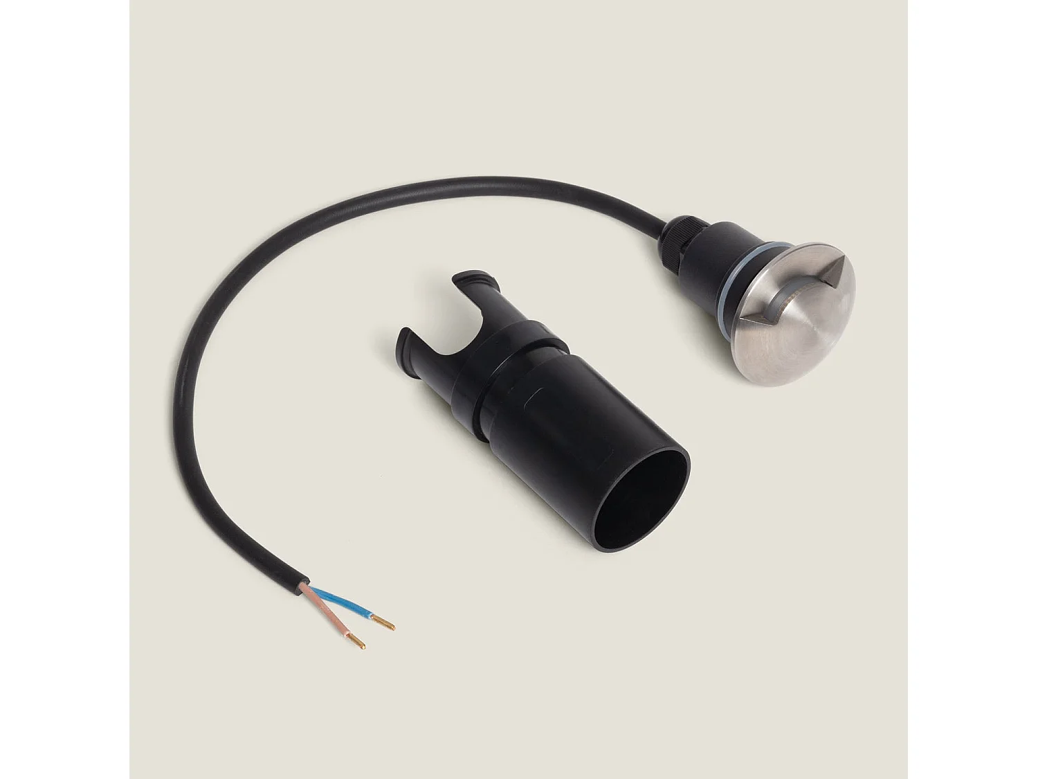 Baliza Exterior LED 3W Empotrable Suelo 1L 24V DC 2700K Plateado Blanco Cálido