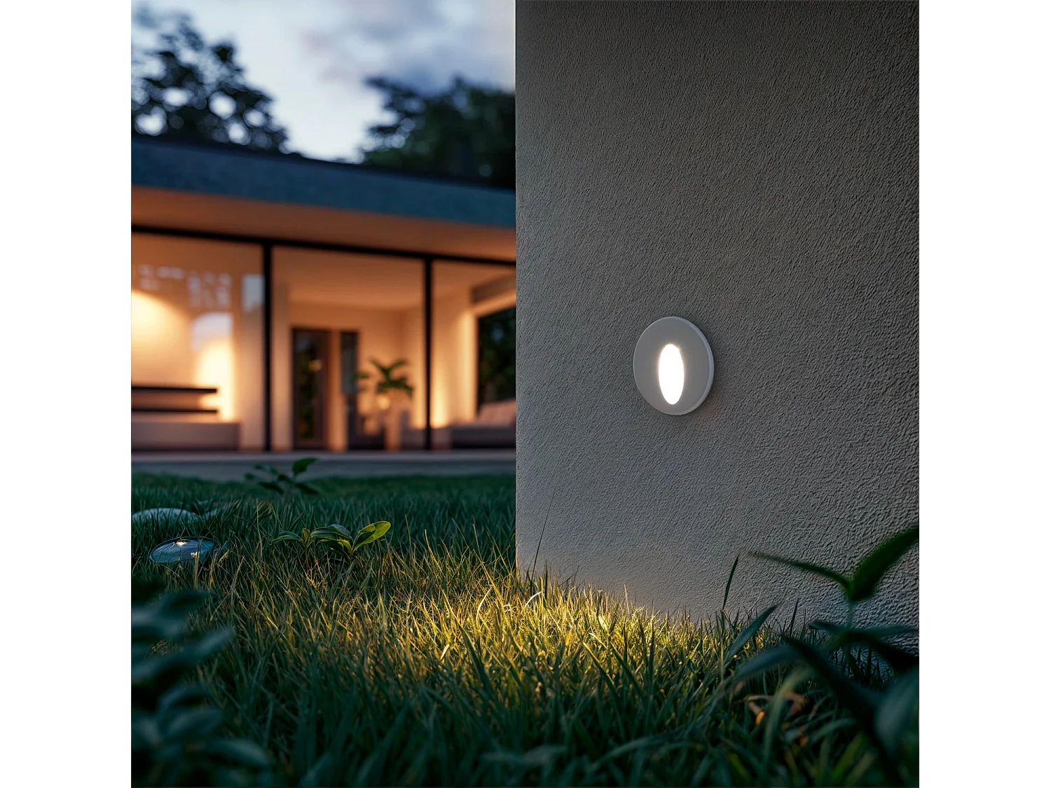Baliza Exterior LED 3W Empotrable Pared Circular Aluminio Oval Adam 4000K Blanco Blanco Neutro