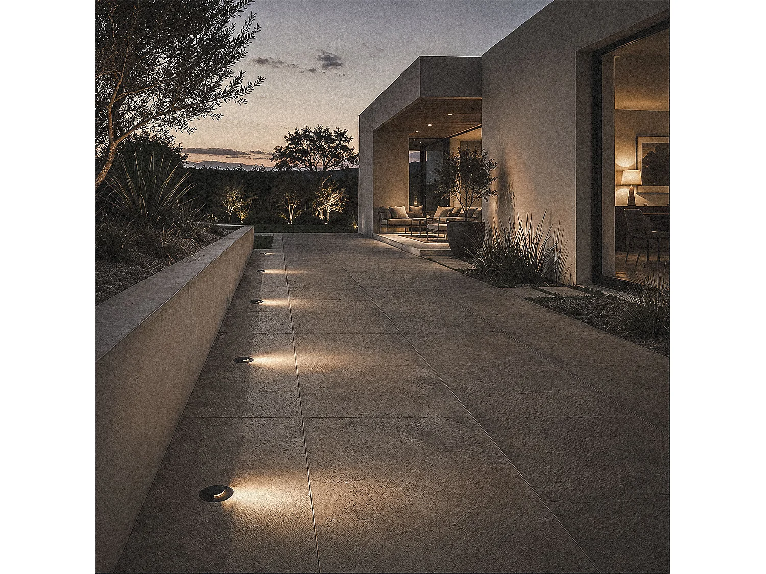 Baliza Exterior LED 3W Empotrable Suelo 1L 24V DC 2700K Negro Blanco Cálido