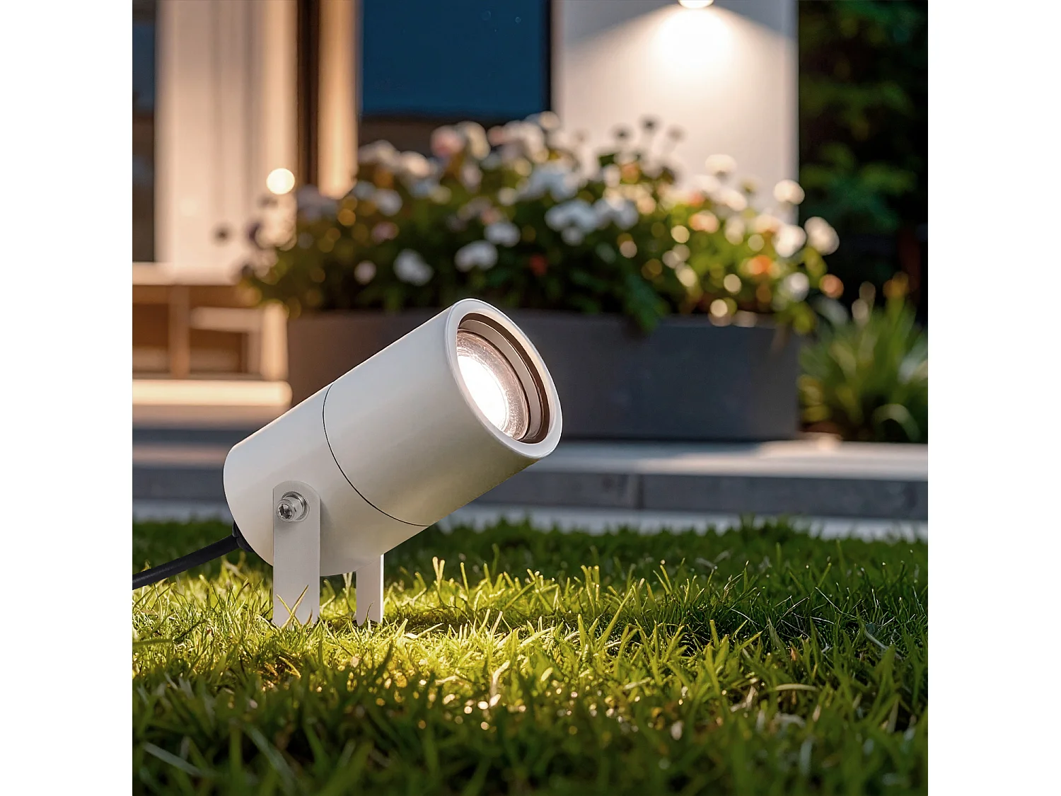 Foco Exterior GU10 Aluminio con Pincho Telaga Blanco