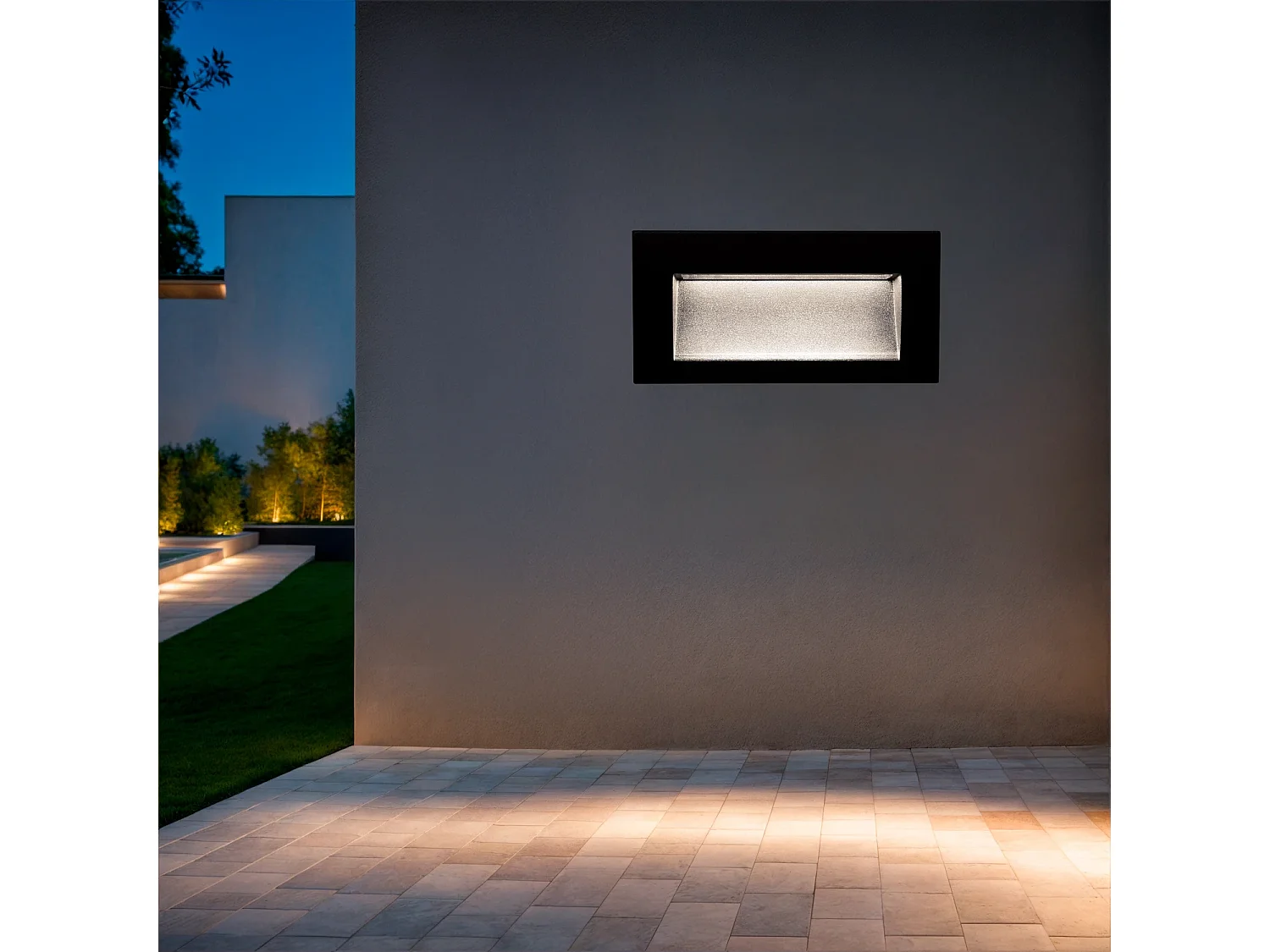 Baliza Exterior LED 4W Empotrable Pared Rectangular Aluminio y Cristal Edulis 4000K Negro Blanco Neutro