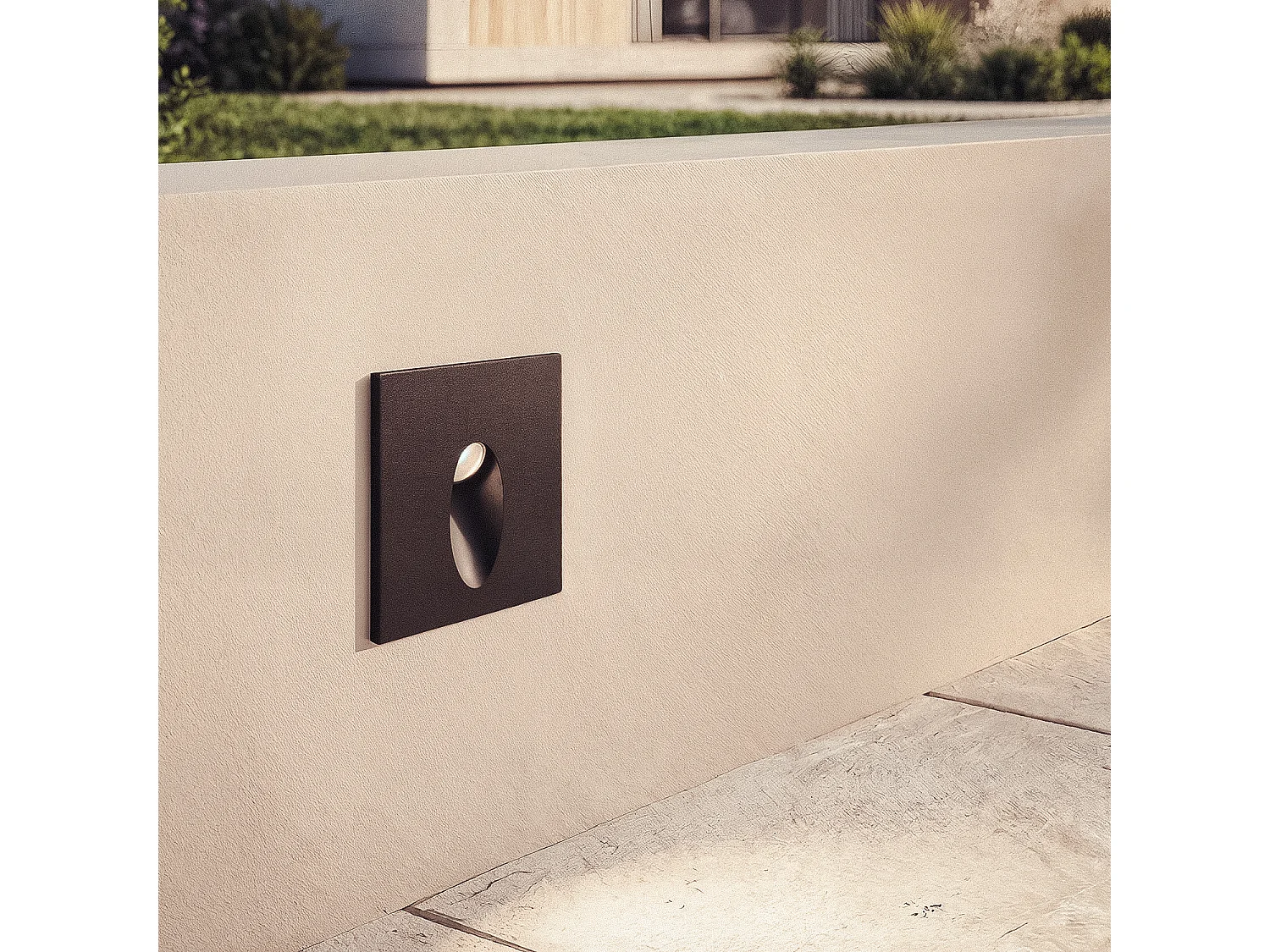 Baliza Exterior LED 3W Empotrable Pared Cuadrado Aluminio Adam 2700K Negro Blanco Cálido