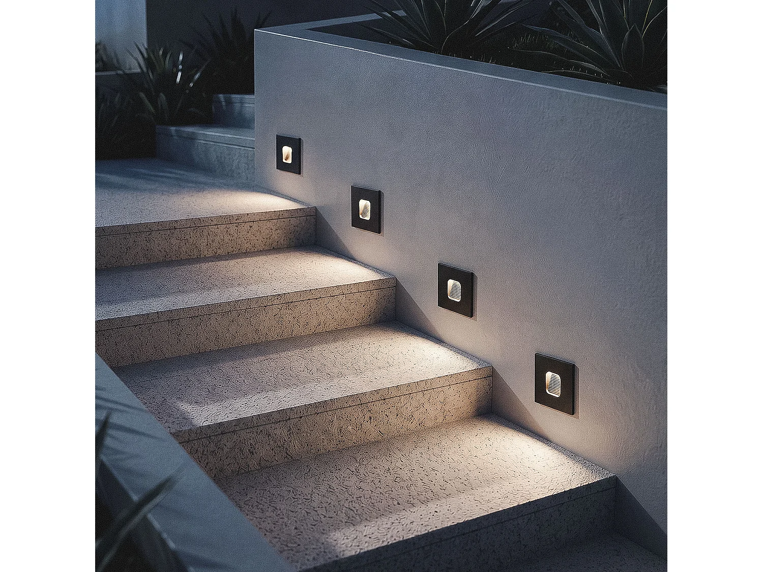 Segnapasso Esterno LED 2W da Incasso Parete Quadrato Olite 4000K Nero Bianco Naturale