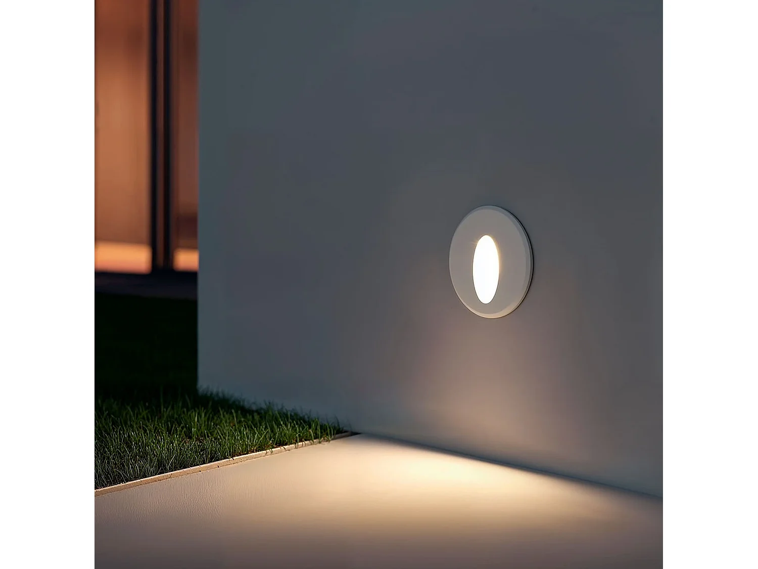 Baliza Exterior LED 3W Empotrable Pared Circular Aluminio Oval Adam 2700K Blanco Blanco Cálido