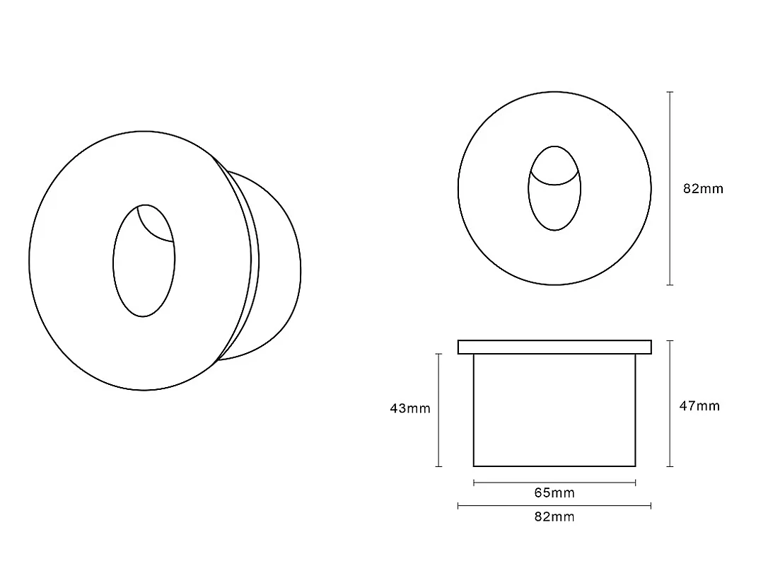 Baliza Exterior LED 3W Empotrable Pared Circular Aluminio Oval Adam 2700K Blanco Blanco Cálido