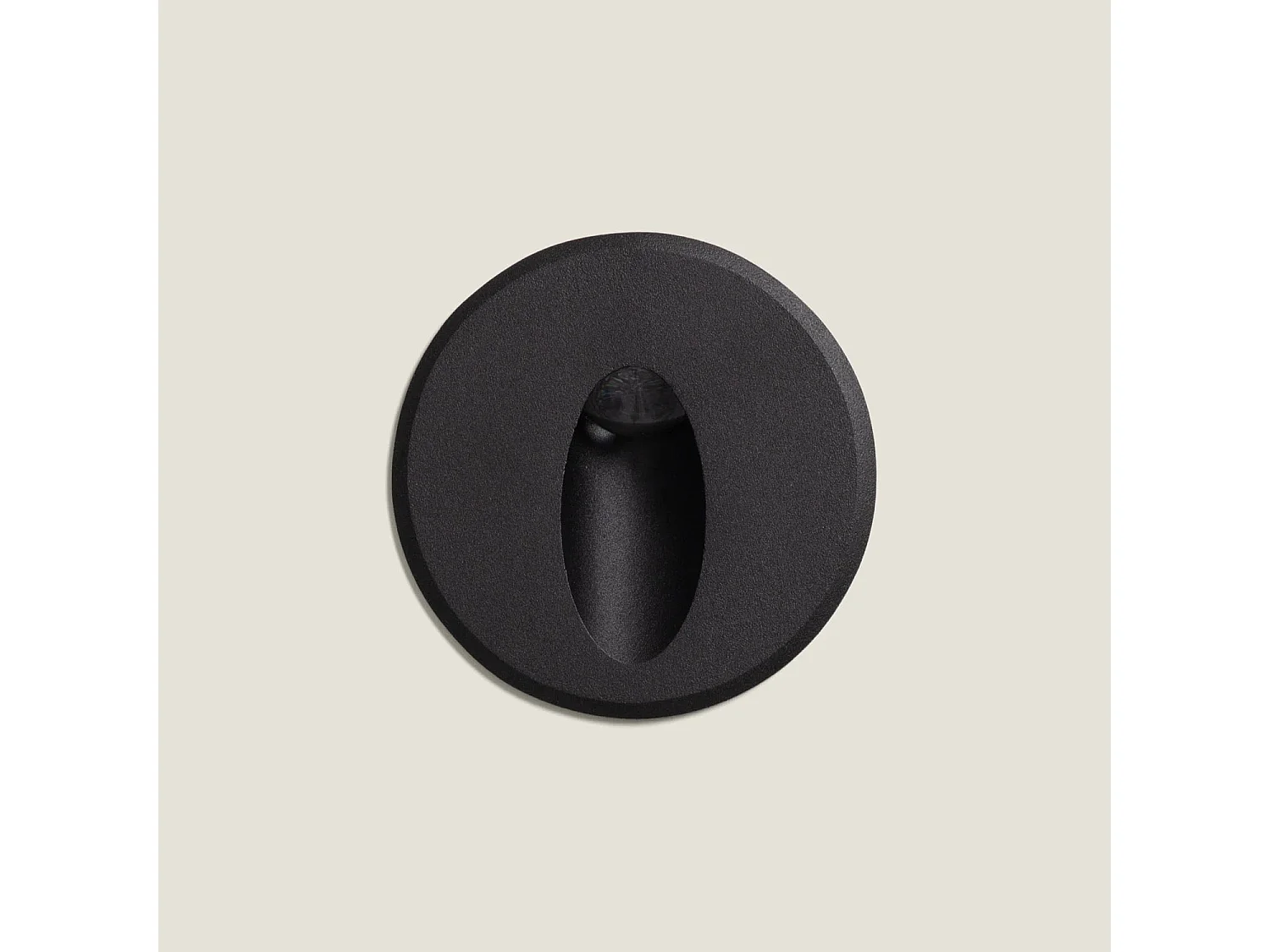 Baliza Exterior LED 3W Empotrable Pared Circular Aluminio Oval Adam 2700K Negro Blanco Cálido