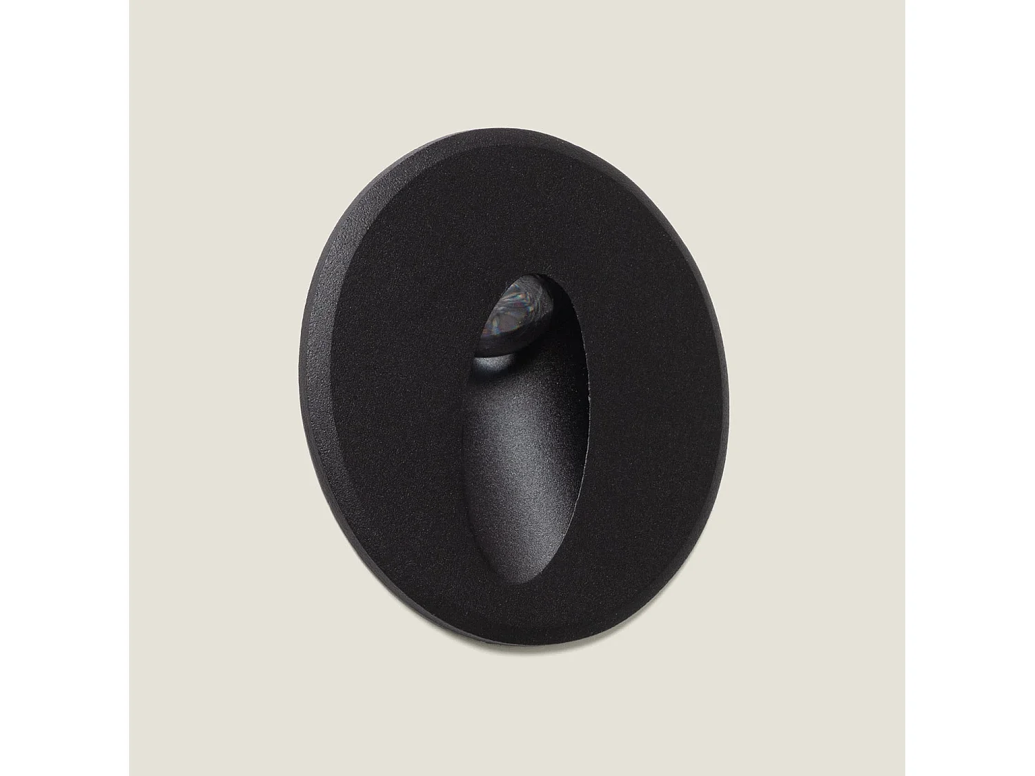 Baliza Exterior LED 3W Empotrable Pared Circular Aluminio Oval Adam 2700K Negro Blanco Cálido