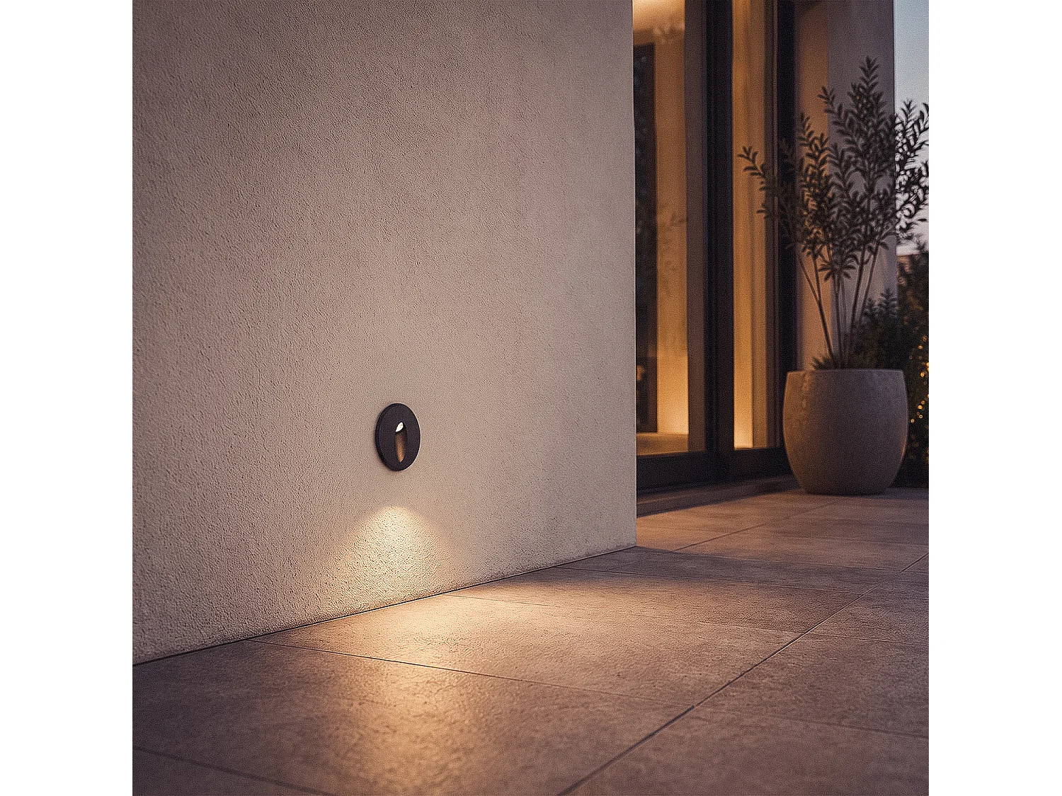 Baliza Exterior LED 3W Empotrable Pared Circular Aluminio Oval Adam 2700K Negro Blanco Cálido