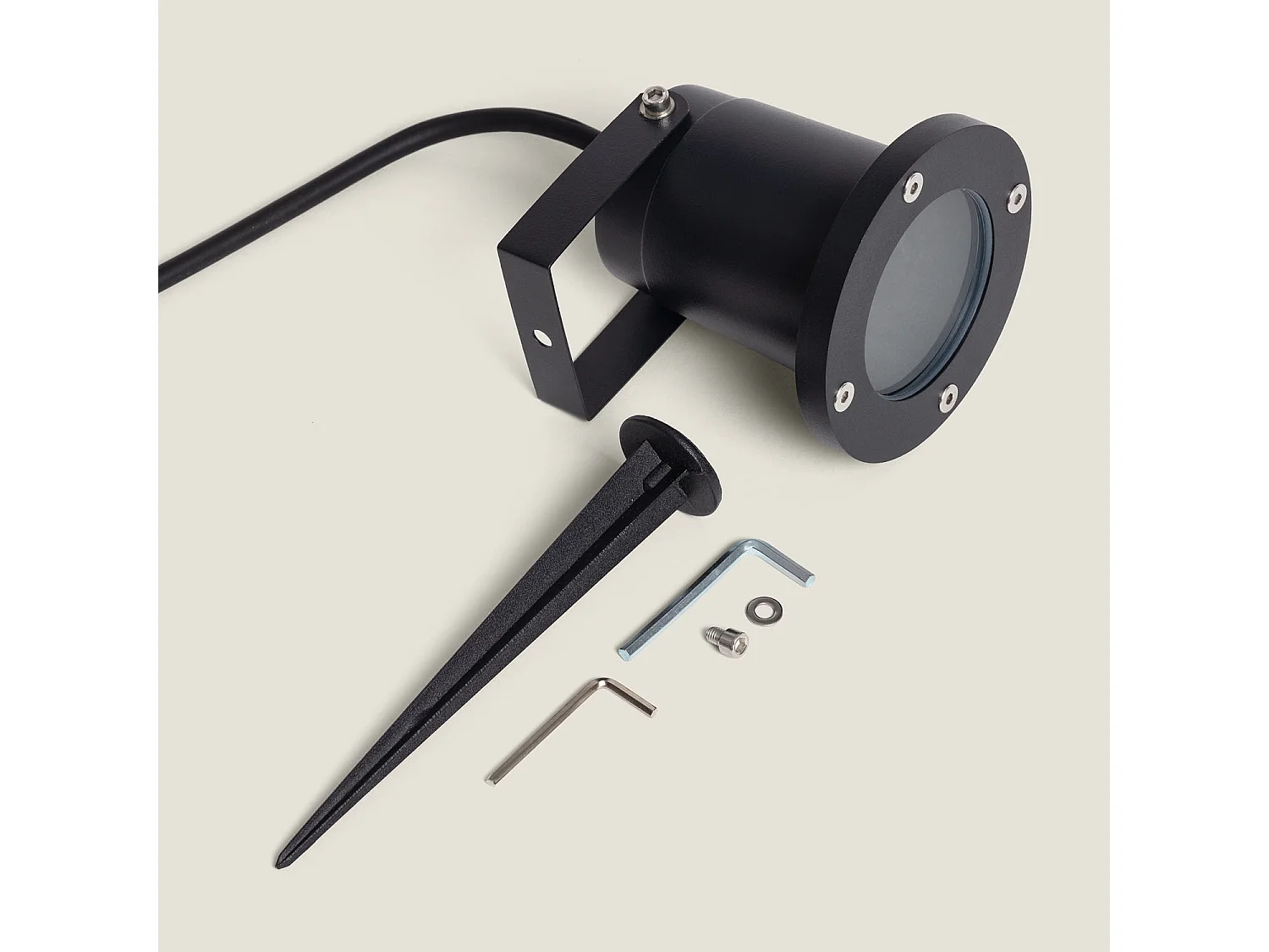 Foco Exterior GU10 Aluminio con Pincho Tigris Negro