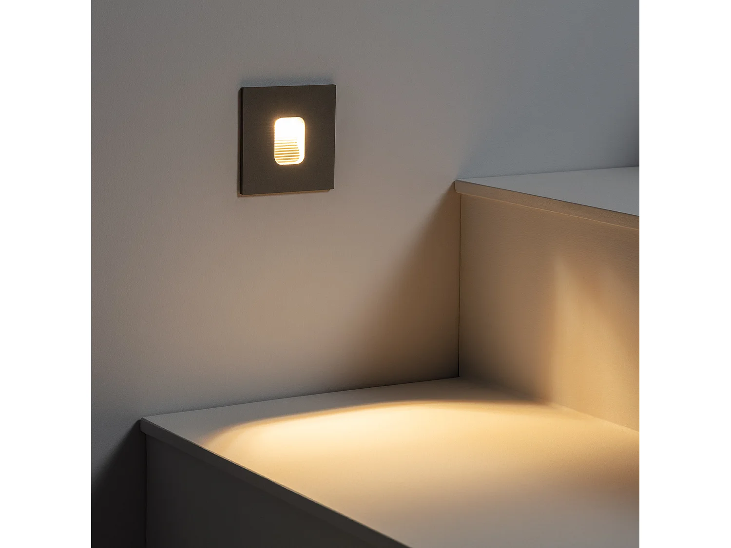 Baliza Exterior LED 2W Empotrable Pared Cuadrado Olite 2700K Gris Blanco Cálido