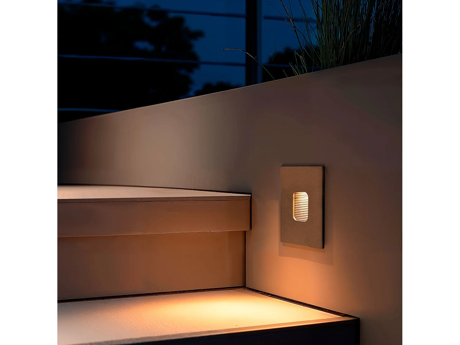Baliza Exterior LED 2W Empotrable Pared Cuadrado Olite 2700K Gris Blanco Cálido