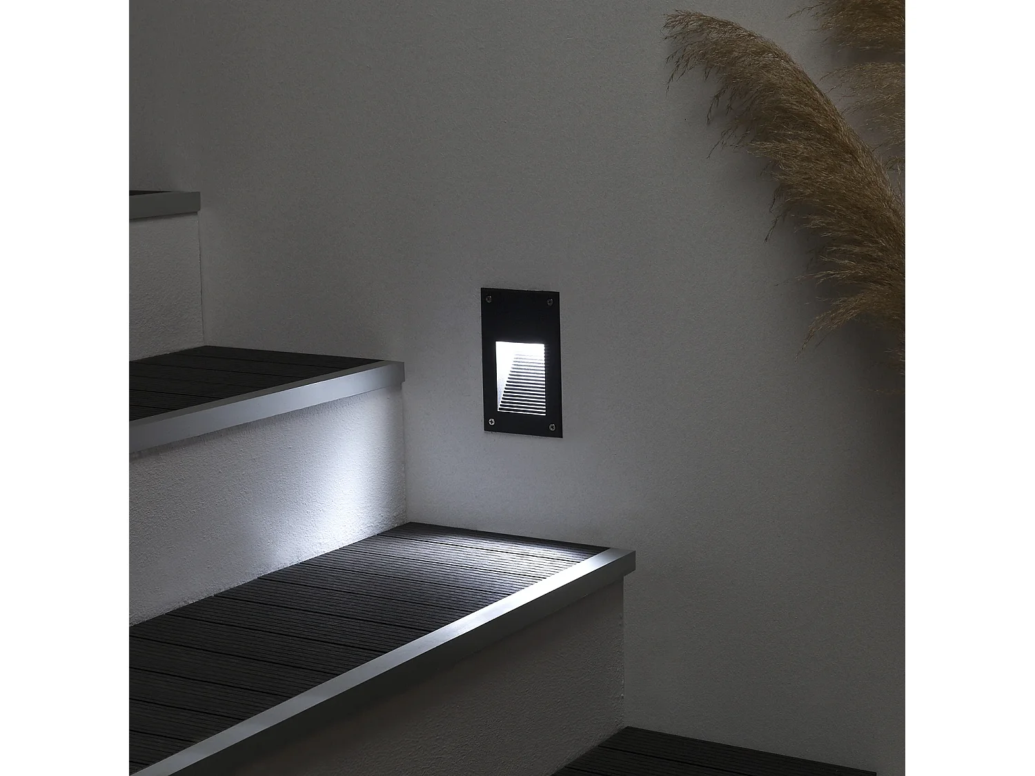 Baliza Exterior LED 3W Empotrable Pared Olite 6000K Negro Blanco Frío