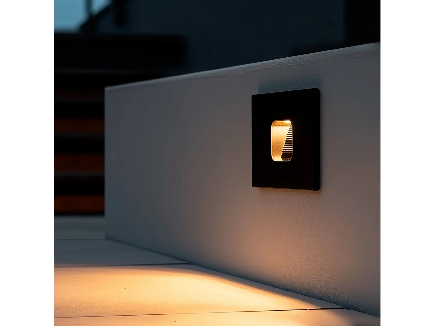 Baliza Exterior LED 2W Empotrable Pared Cuadrado Olite 2700K Negro Blanco Cálido