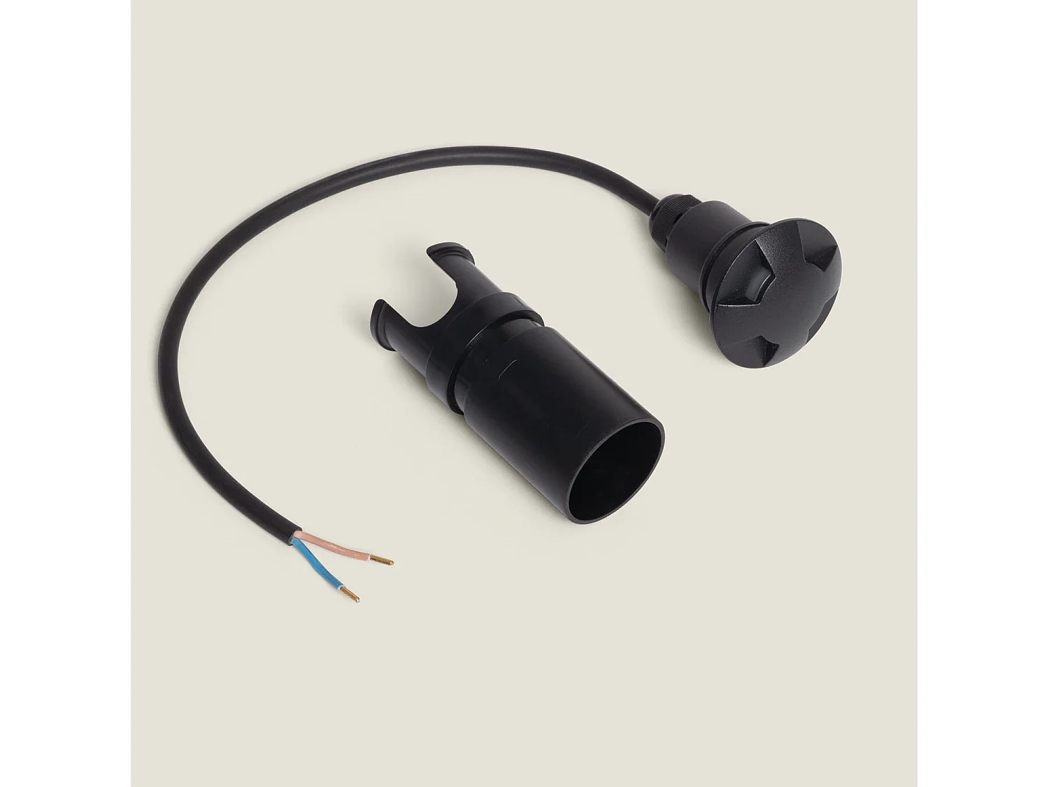 Baliza Exterior LED 3W Empotrable Suelo 4L 24V DC 4000K Negro Blanco Neutro