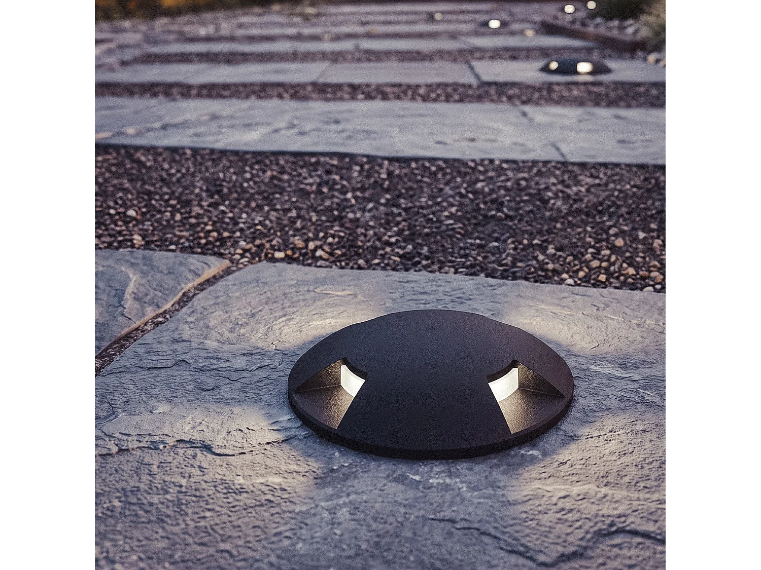 Baliza Exterior LED 3W Empotrable Suelo 4L 24V DC 4000K Negro Blanco Neutro